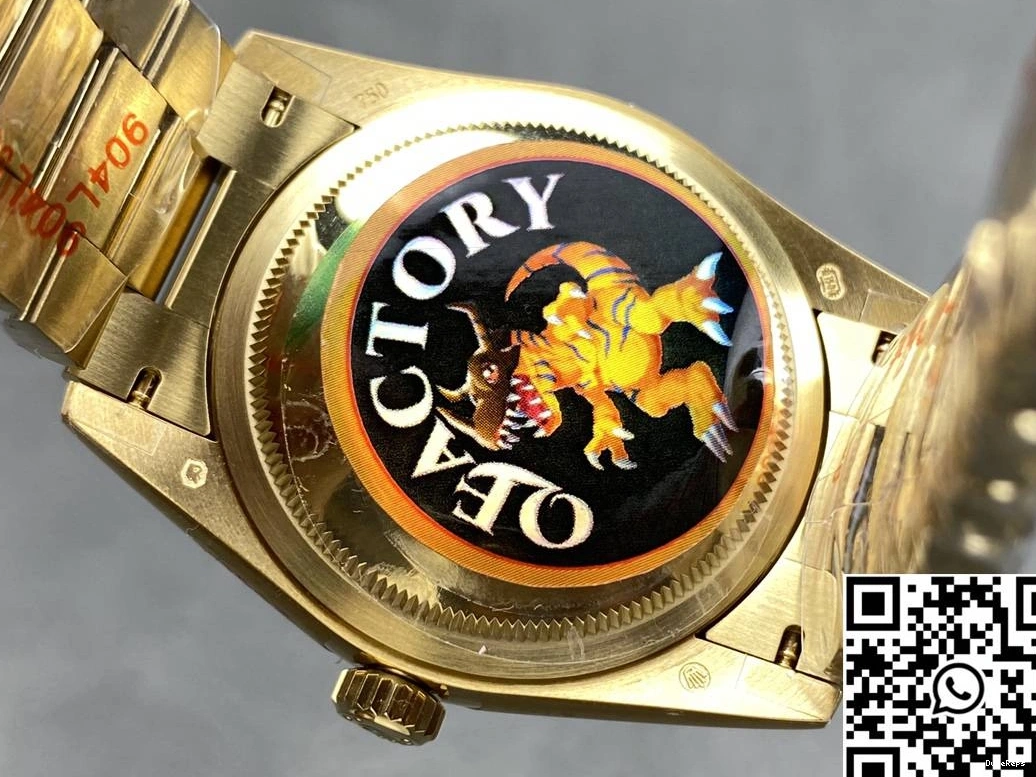 Yellow Gold Rolex M128238-0130 QF Green 36mm Day Date Tungsten Steel Factory Dial v5 0509